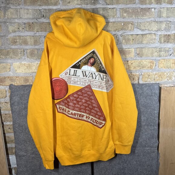 Official Lil Wayne The Carter VI Yellow Hooded Medium Tour 2025 Double Print - Picture 1 of 4